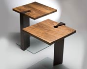 Occasional table in solid wood & glass