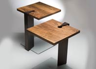 Occasional table in solid wood & glass