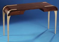 Bespoke desk in rosewood & bird's eye maple