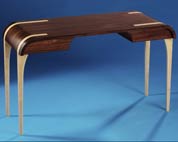 Bespoke desk in rosewood & bird's eye maple