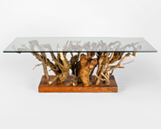 Glass top table in ash 'hedge'