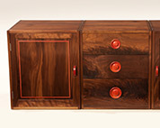 Modular storage cabinets in walnut