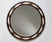 Wall hanging mirror in rosewood & sycamore