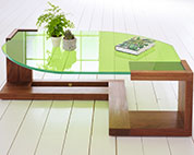 Low table with glass top. 'Lime Tree'
